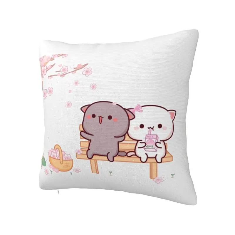 Fashion Peach And Goma Cushion Covers 40x40cm Velvet Cartoon Mochi Cat Pillow Case for Sofa Square Pillowcase Home Decor