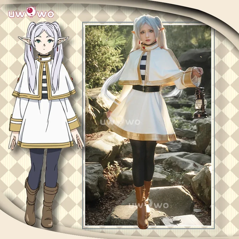 UWOWO Collab series Frieren Cosplay Anime Costume Elf Cosplay Costume Frierenn at the Funerall Dress Ears Earrings Mage Uniform