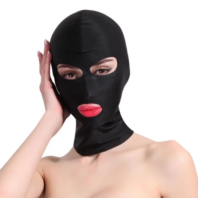 Black Elasticity Balaclava Cap Unisex Fetish Full Face Mask Standard Seamless Bondage Hood for Cosplay Party Hat Tactical Games image 3