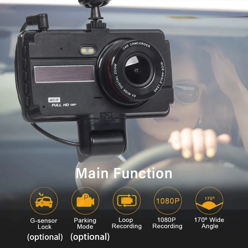 4''Screen for Car DVR Dash Cam HD 1080P Motion Detection Front Rear View Camera Auto 2 in1 IR Night Vision car accessories