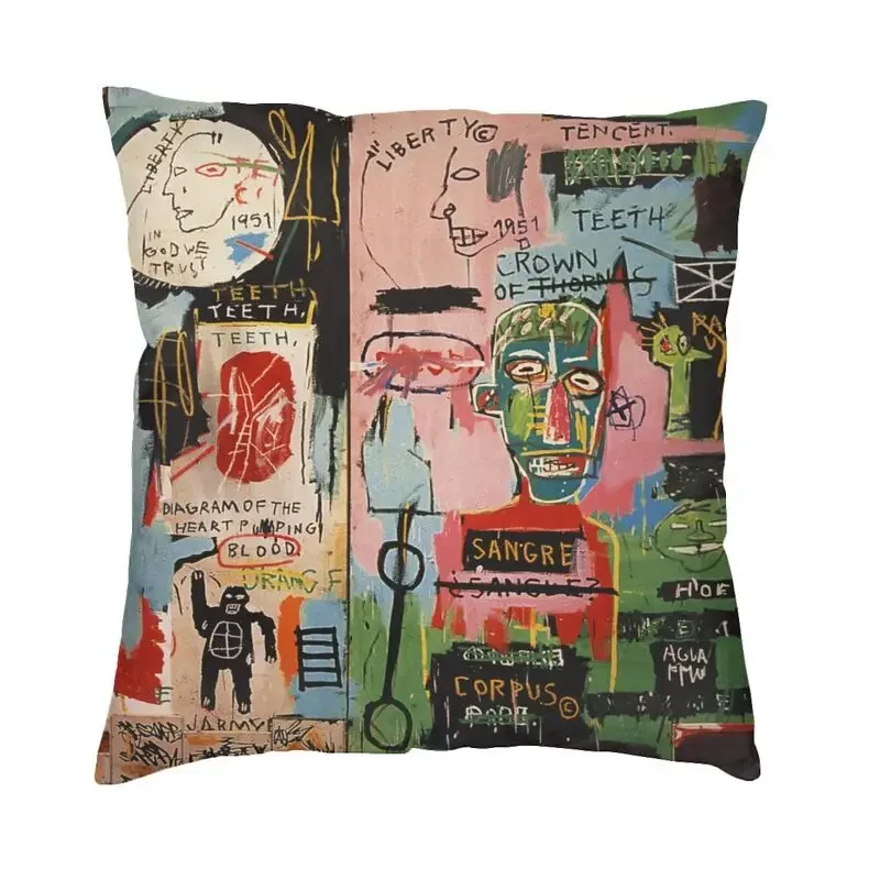 

Basquiats New York Street Graffiti Cushion Cover 60x60cm Polyester Throw Pillow Case for Sofa Square Pillowcase Home Decorative