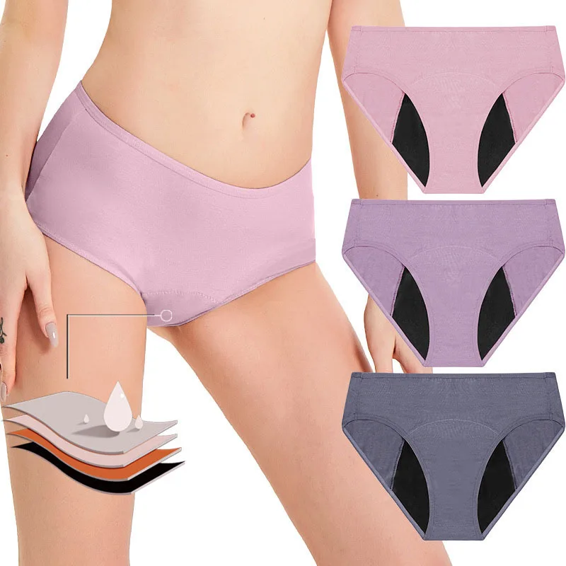 Plus Size Women's High Waist Underwear lady's 4-Layer Leak-proof Pands Super Absorbent Sanitary Napkins can be avoided.