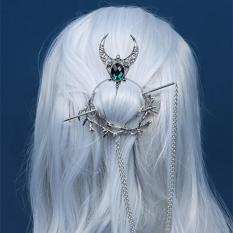 Ethnische Wikinger Punk Hexe Stick Haarnadel Chunky Moth Haar Stick Cosplay Halloween Party Kostüme Requisiten Gothic Nordic Kopfbedeckung – Detail 15