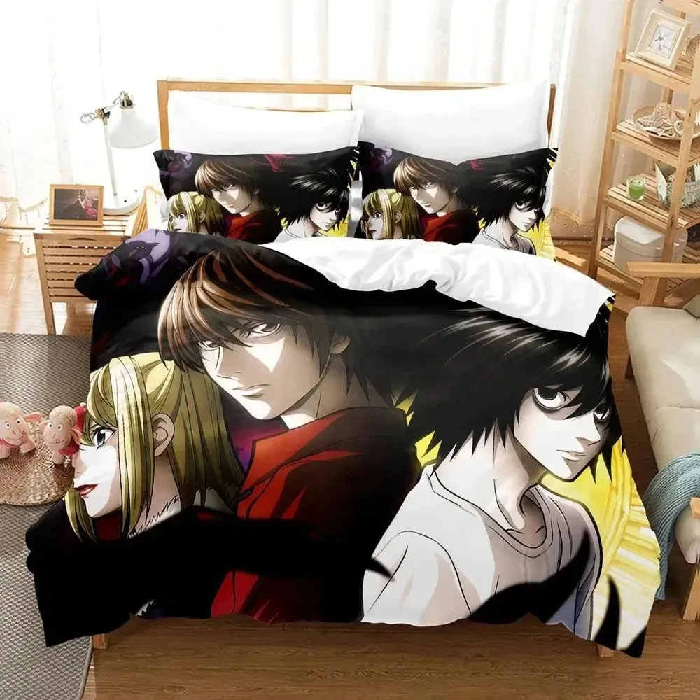 3D Print Death Anime Note Bedding Set Boys Girls Twin Queen King Size Duvet Cover Pillowcase Bed boys Adult Home Textileextile