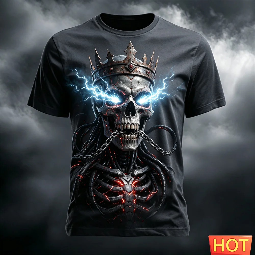 Summer Halloween Atmosphere T-shirt Terror Cosplay T-shirt Round neck loose T-shirt Skull Pattern  Shirt Halloween Gift T-shirts