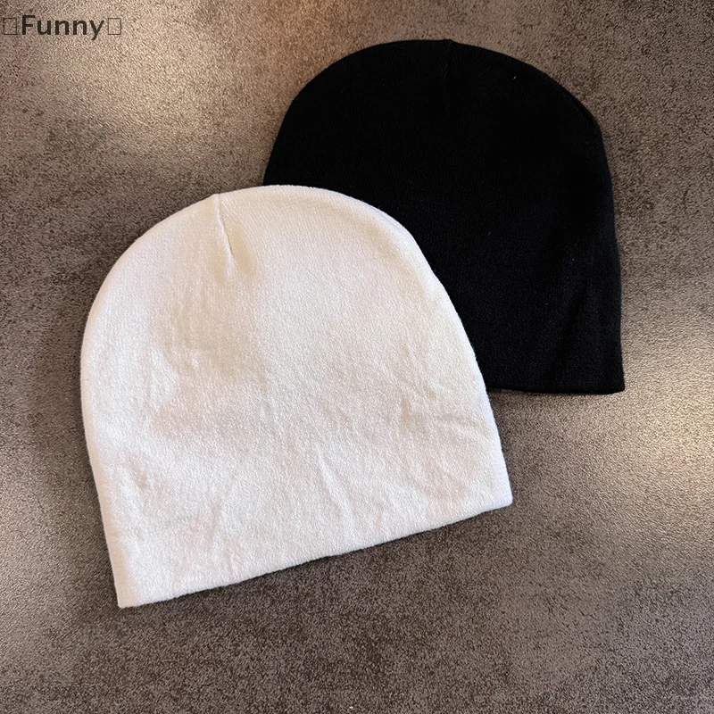 [مضحك] قبعة محبوكة مطبوعة للخريف والشتاء شارع جديد للجنسين دافئ شخصي متعدد الاستخدامات بيني أنيق