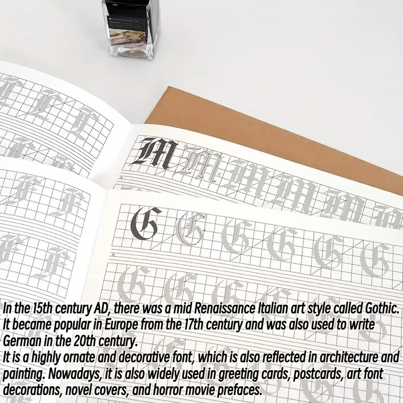 Englische Kalligraphie und Gothic-Kalligraphie-Kopier-Arbeitsbuch. Wunderschöne englische Schrift. Englisches Schreibheft lernen Libros Livros – Detail 4
