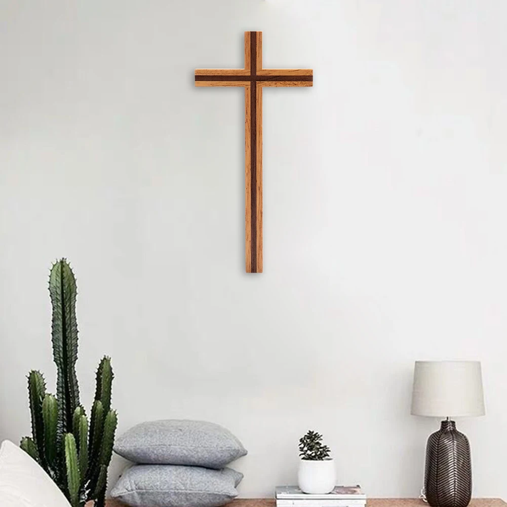 Adorno colgante de estilo cristiano de bendición, Cruz de pared duradera, sólido, regalo elegante, decoración del hogar, madera de goma misteriosa, Iglesia Simple