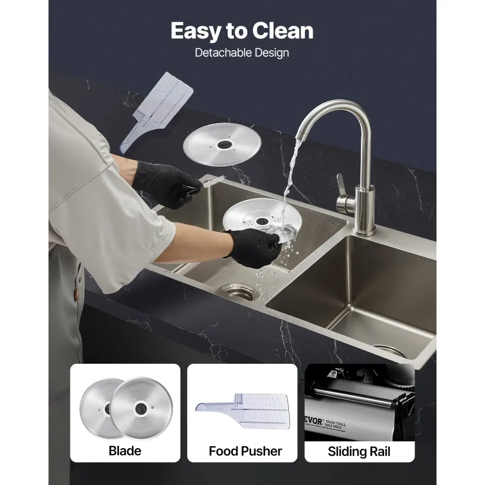 قطاعة لحم VEVOR، قطاعة طعام ديلي كهربائية 7.5 بوصة، قطاعة لحم 180 وات مع ماكينة تقطيع الطعام بشفرتين SUS420 الفاخرة