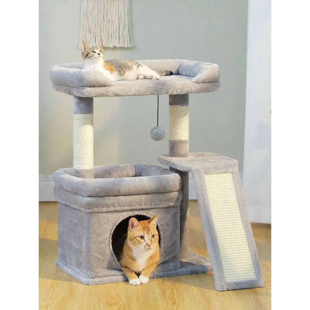 

27 Cat Tree For Indoor Cats, Small Cat Tower With Natural SIsal ching Posts Ladder, Cat Condo, Cozy Top Perch, Furr Hangin
