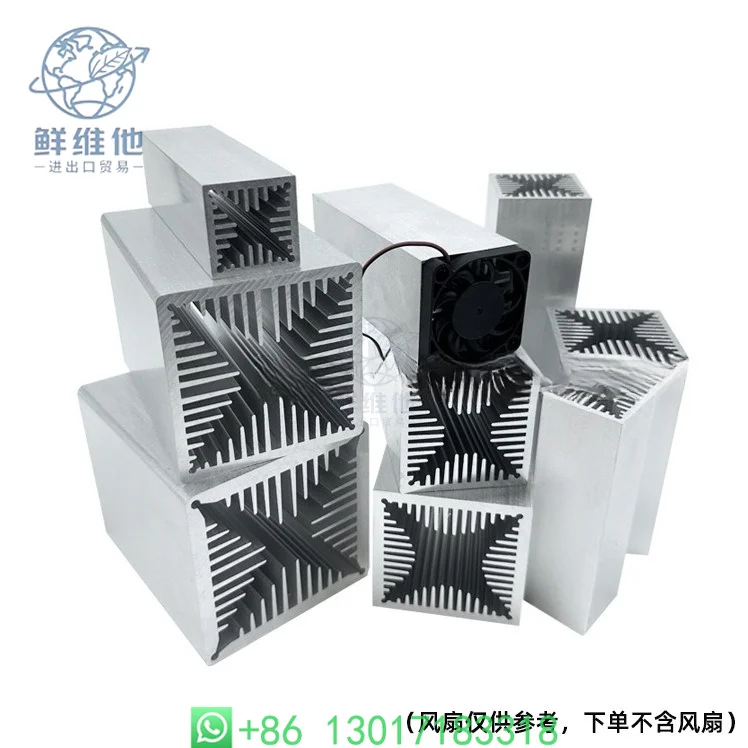 

High Power Air Cooled Aluminum Heat Sink 4040 5050 6060 7070 80*80MM Pure Aluminum Profile Radiator Cooling Fan for LED