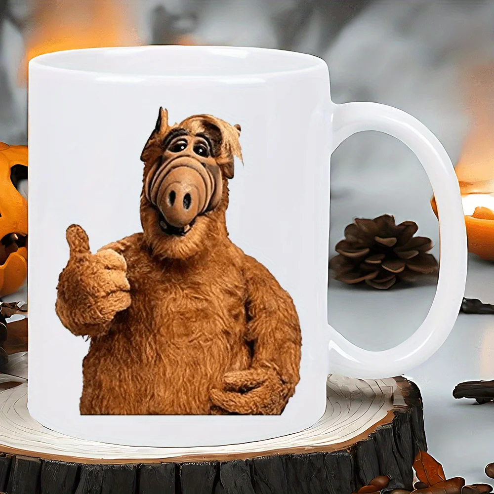 Alf Thumb Up Ceramic Coffee Mug, Insulated, Reusable, Hand Wash Only, Ideal for Hot & Cold Beverages, Perfect Gift for Birthdays