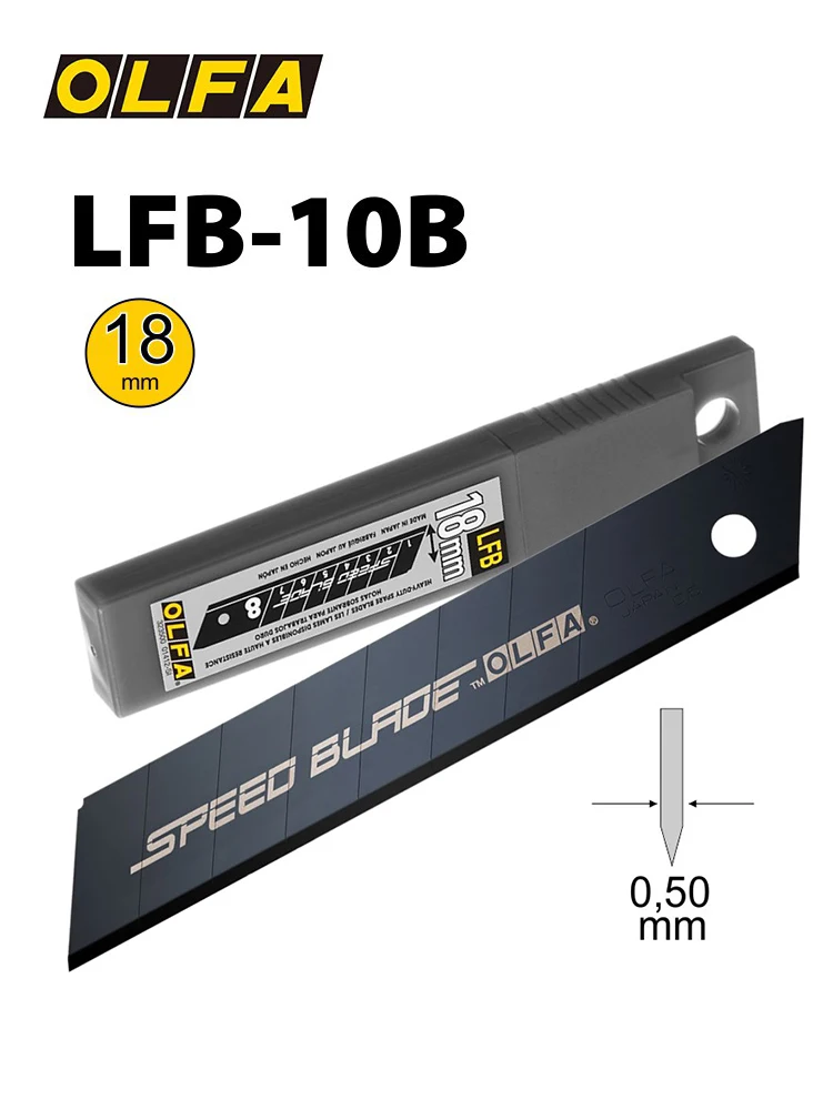 OLFA Japanese black blade 18mm wide 0.5mm thick coated with fluorine sharp and fast cutting 5 pieces LFB-5B is more labor-saving