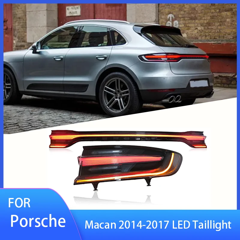 Pop 1Set Car Tail Lamp For Porsche Macan Through Taillights 2014-2017 Upgrade Modified Dynamic Turn Signal Brake Taillight Assem