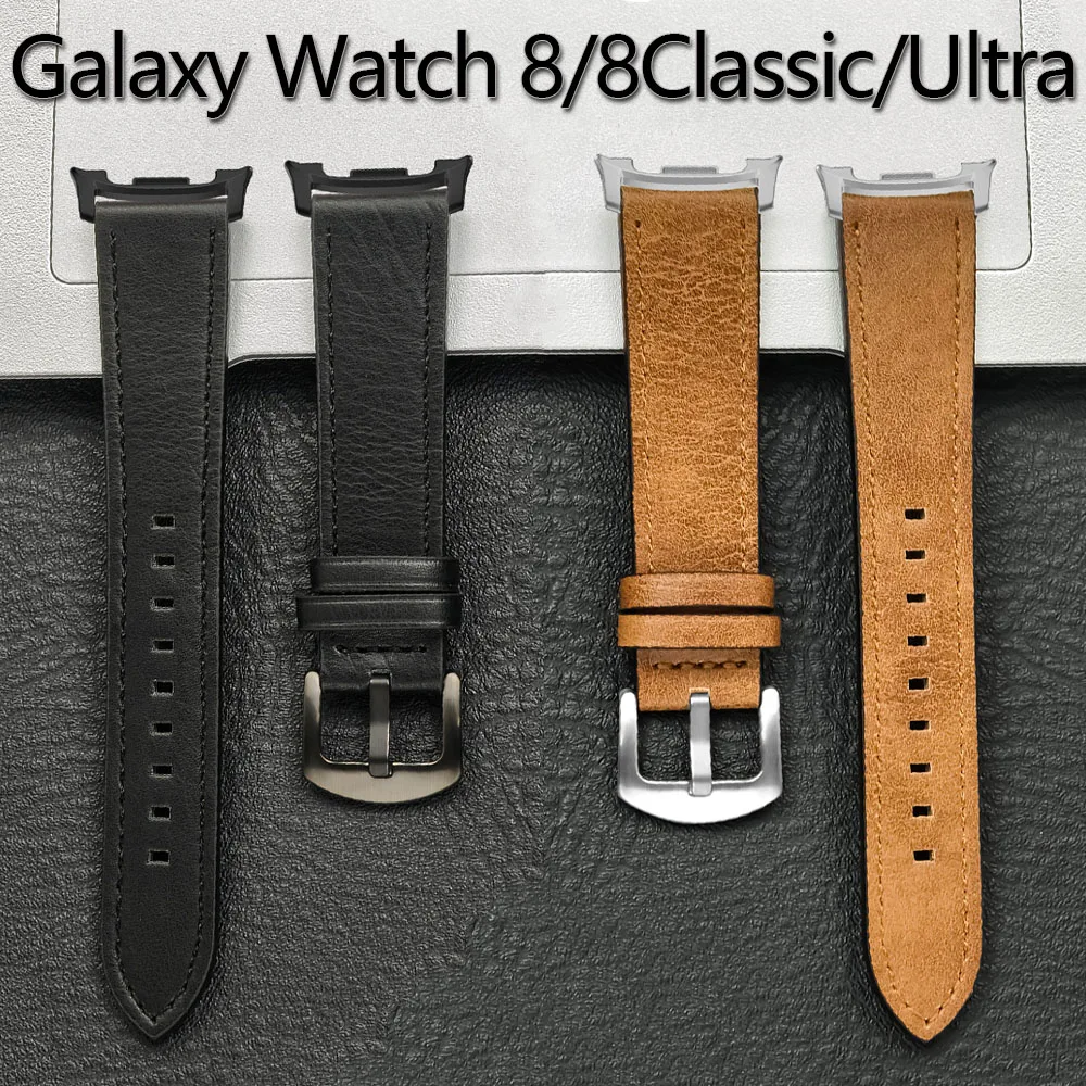 

Galaxy Watch Ultra 2025 47mm Leather Band for Samsung Galaxy Watch 8 40mm 44mm Strap SmartWatch Bracelet Wristband Correas
