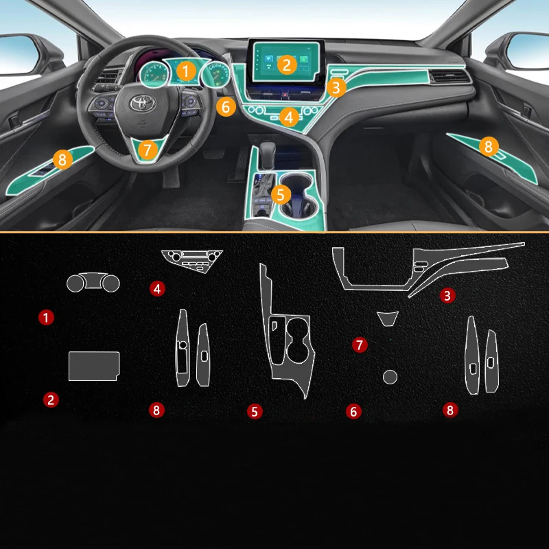 Película protectora transparente para Toyota Camry 2023, pantalla de 8 pulgadas, TPU, pegatina Interior para coche, navegador de engranajes, Panel