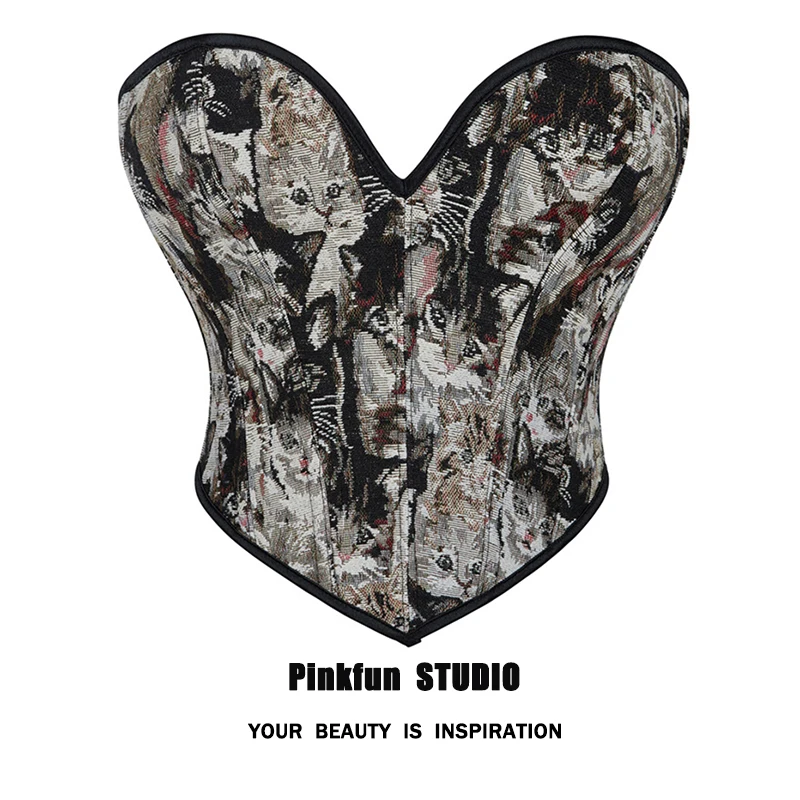 

Pinkfun Punk Print Corset Street Sle Polyester Fabric Body a Top Women's Summer Faion Outerwear Corset