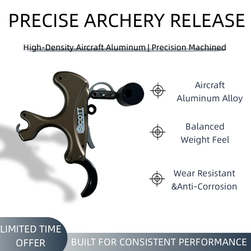 Premium Aluminum Alloy Archery Aid, Auto Thumb Gauge Caliper, 4-Finger Trigger Grip for Compound Bow