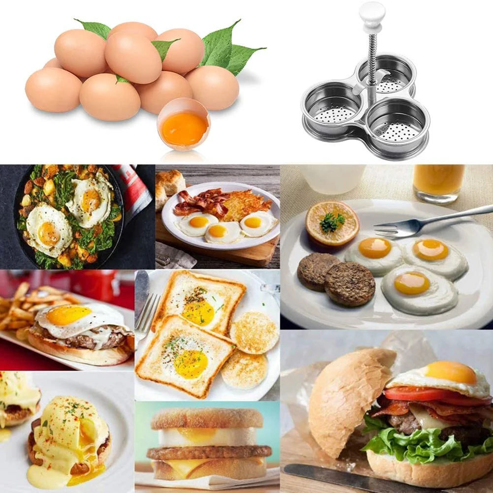 3 Stainless Steel Grids Egg Poacher Non-Stick Egg Cooker for Perfect Poached Boiled Eggs Easy Clean Induction Base Compatible