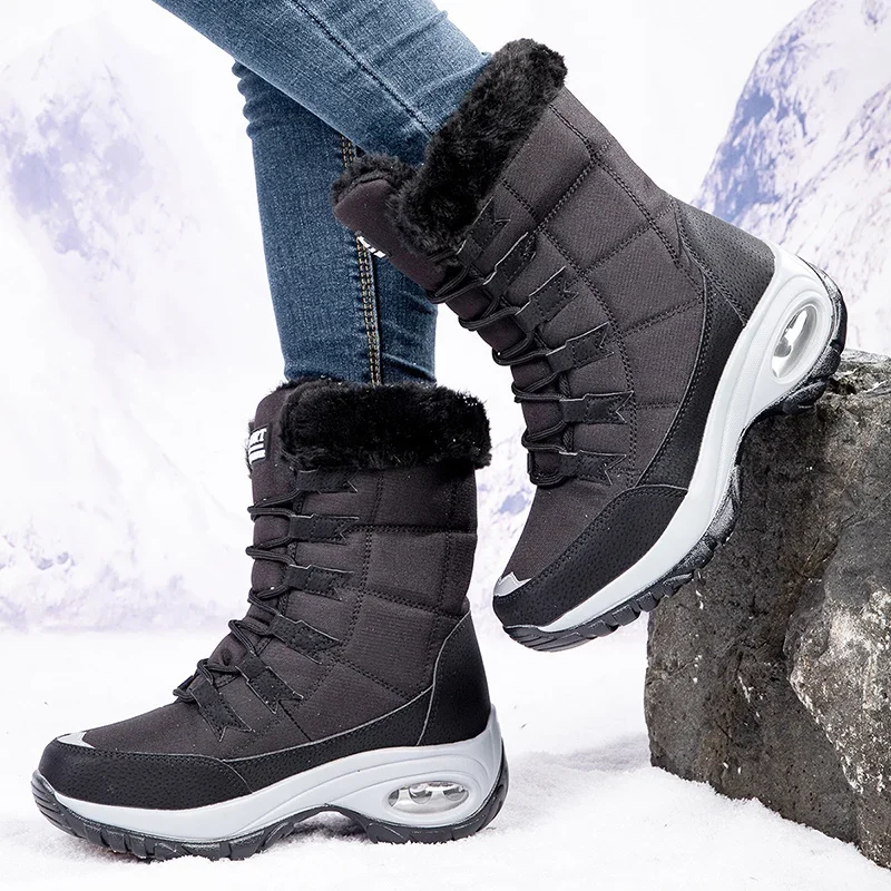 Botas De nieve clásicas para Mujer, zapatos cálidos hechos a mano con plataforma, botines De talla 42, Invierno