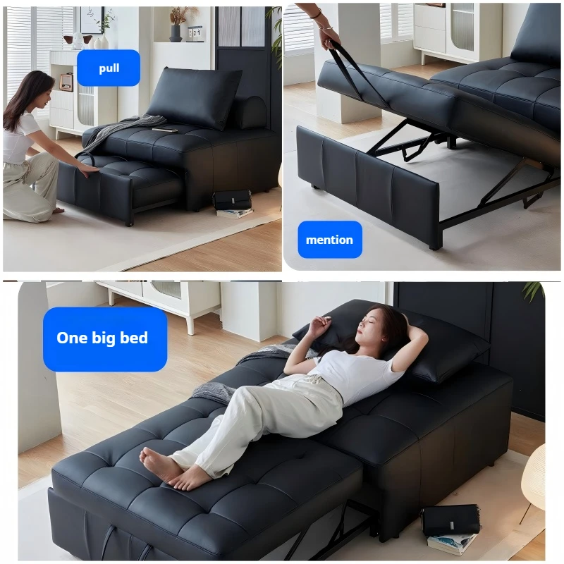 Modern Foldable Convertible Sofa Bed Single Sleeper For Small Space Living Room
