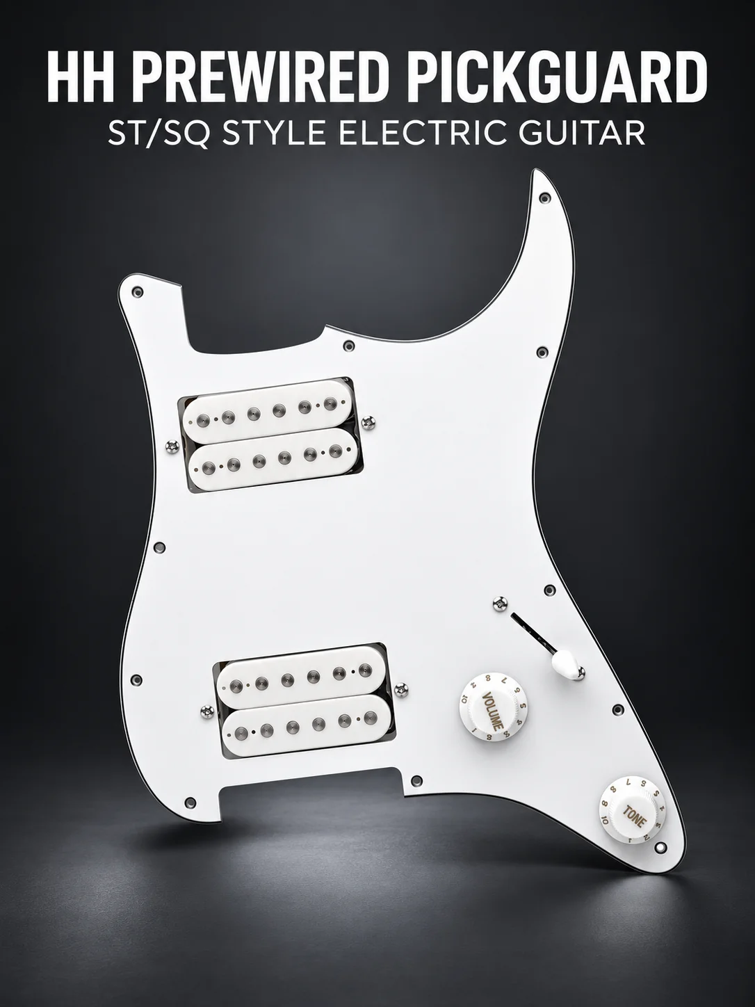 HH Prewired Pickguard Assembly for ST/SQ Style Electric Guitar Dual Humbucker 1V1T 3-Way Switch Plain White