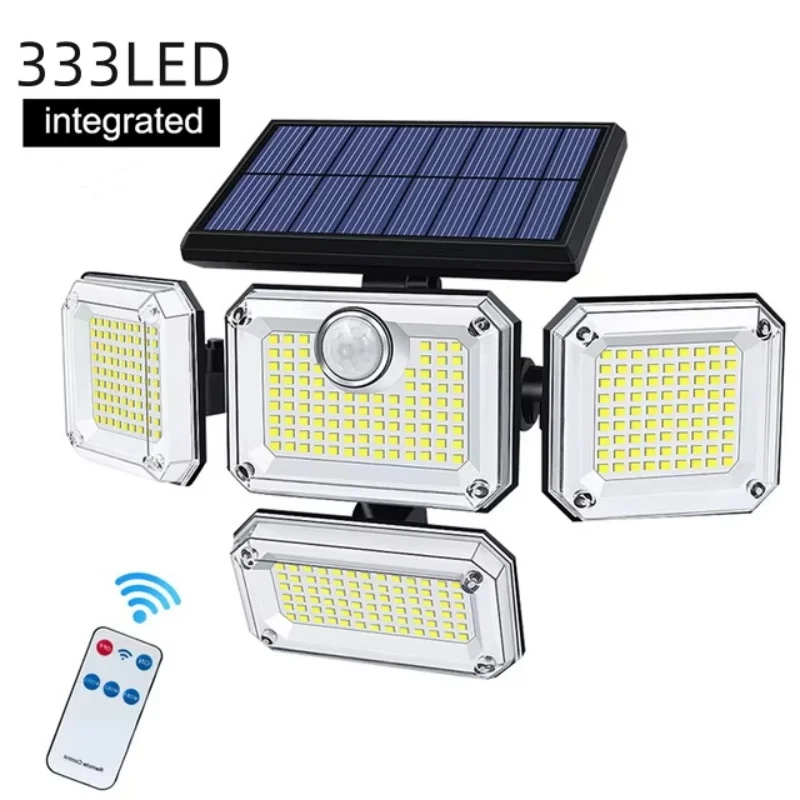 20w LED Solar Light 333led IP65 Waterproof Outdoor Motion Sensor Human Induction Adjustable Head Solar Garden Lamp With 3 Mode