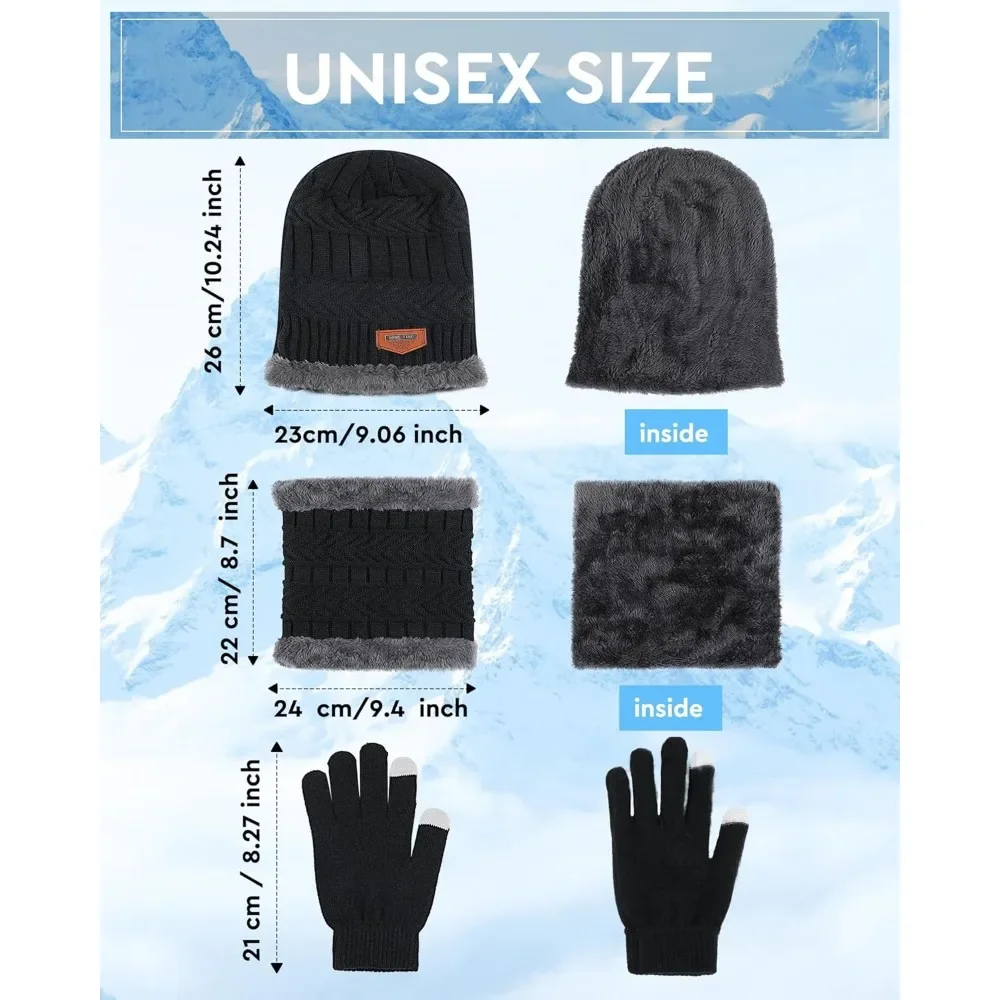 36 Pcs Winter Beanie Hat Scarf Gloves Set - Bulk Operation for Women & Men | Fleece Lined Knit Hats for Christmas