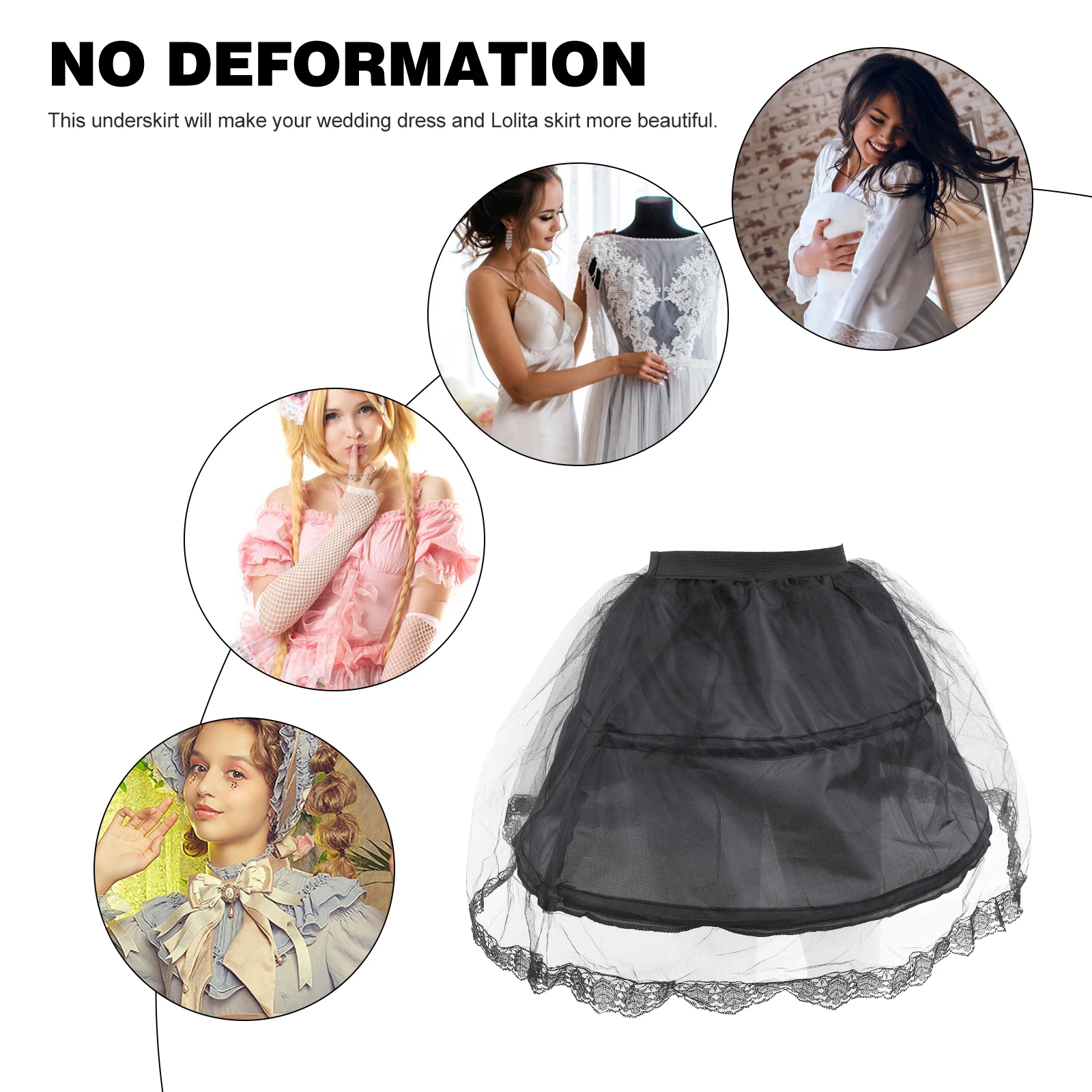 

Fishbone Lining Petticoat Dress Underwear Black Petticoats Women Girls Adjustable Durable Comfortable Wedding Prom