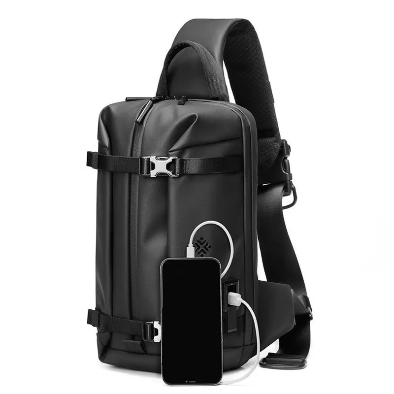 

USB charging port,foldable large-capacity chest bag,men's crossbody bag,computer pocket,waterproof shoulder bag,sacoche homme