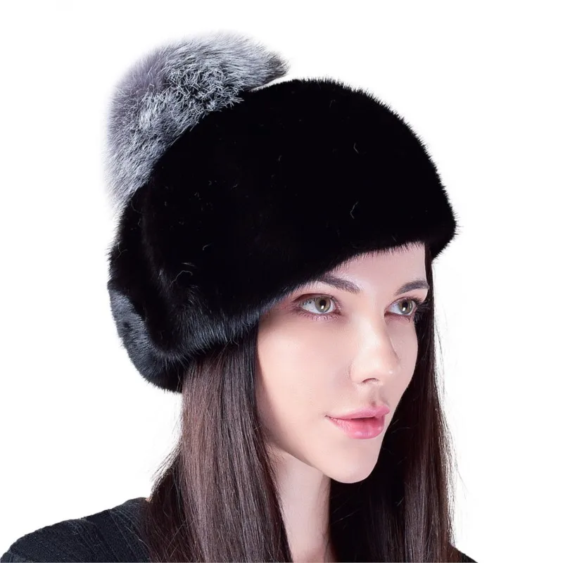 Woolen hats women's fur berets top fashionable ear-protecting and warm headscarves