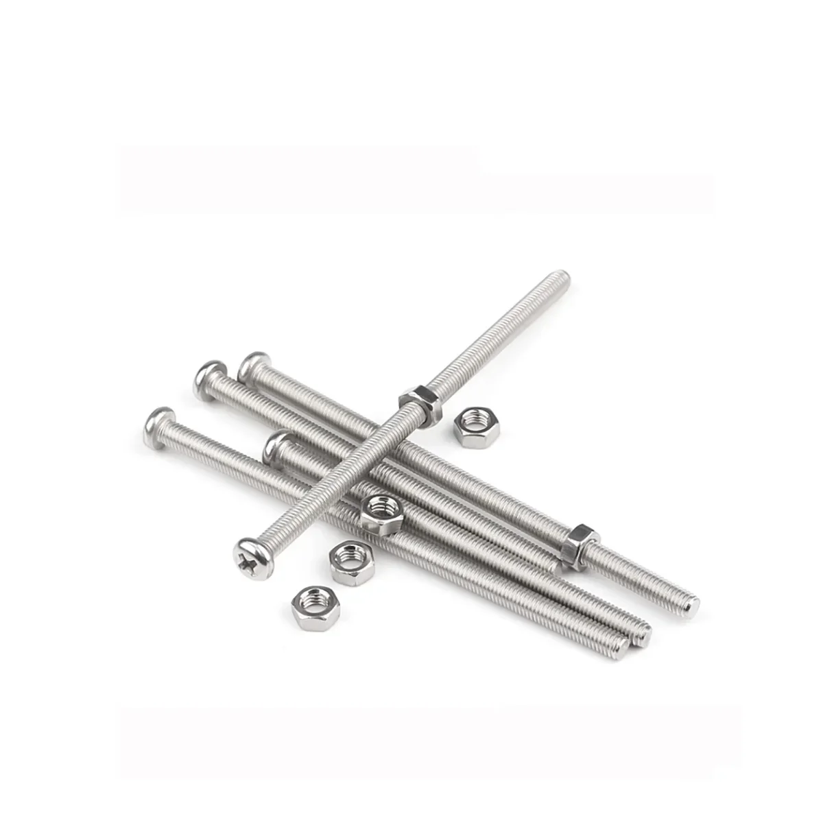 304 Stainless Steel Extended Extra Long Screw Cross Groove Round Head Bolt And Nut Combination Set M2M3M4M5M6