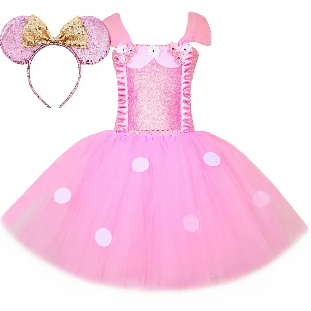 Kleinkind Mädchen Minnie Kostüm Kinder Halloween Geburtstag Party Tüll Prinzessin Kleid Rosa Baby Mädchen Polka Dots Cartoon Tutu Kleid