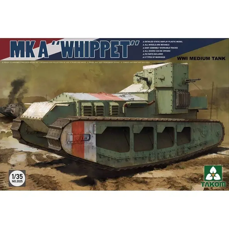 

Takom 2025 1/35 Scale MK A `Whippet` WWI Medium Tank Model Kit