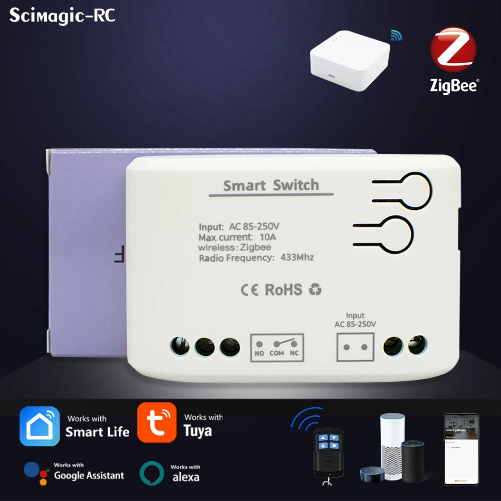 Tuya Smart Wifi Switch 1CH Relay Zigbee Switch Receive Module AC/DC7-32V AC85-250V With Smart Life APP Alexa Google Home