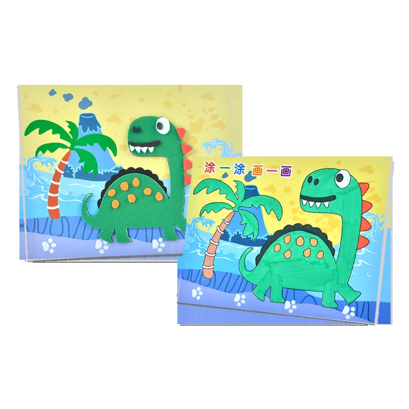 10 Sheets/Set 3D EVA Foam Stickers Ocean Animal Vehicles Dinosaur Images DIY Children Handmade Educational Toys