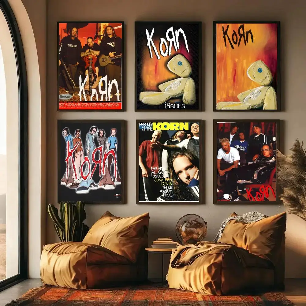 Rock Band KKK-Korn Poster Self-adhesive Art Waterproof Paper Sticker Coffee House Wall Decor