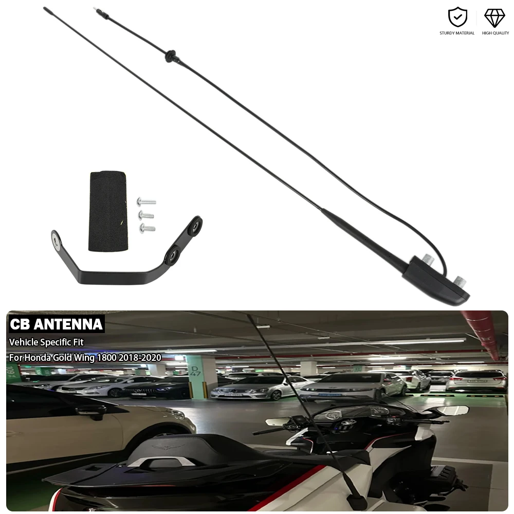 76cm/30inch CB Radio Antenna with Stay Bracket Kit - Black Fit For Honda Gold Wing 1800 Tour DCT 2018-2020 Replace 08E85-MKC-A00