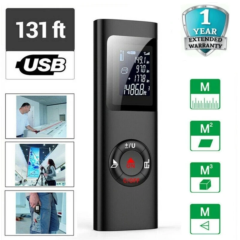 Imagem -03 - Digital Tape Measure Handheld Digital Laser Point Distance Meter Tape Range Finder Measure 40m 131ft