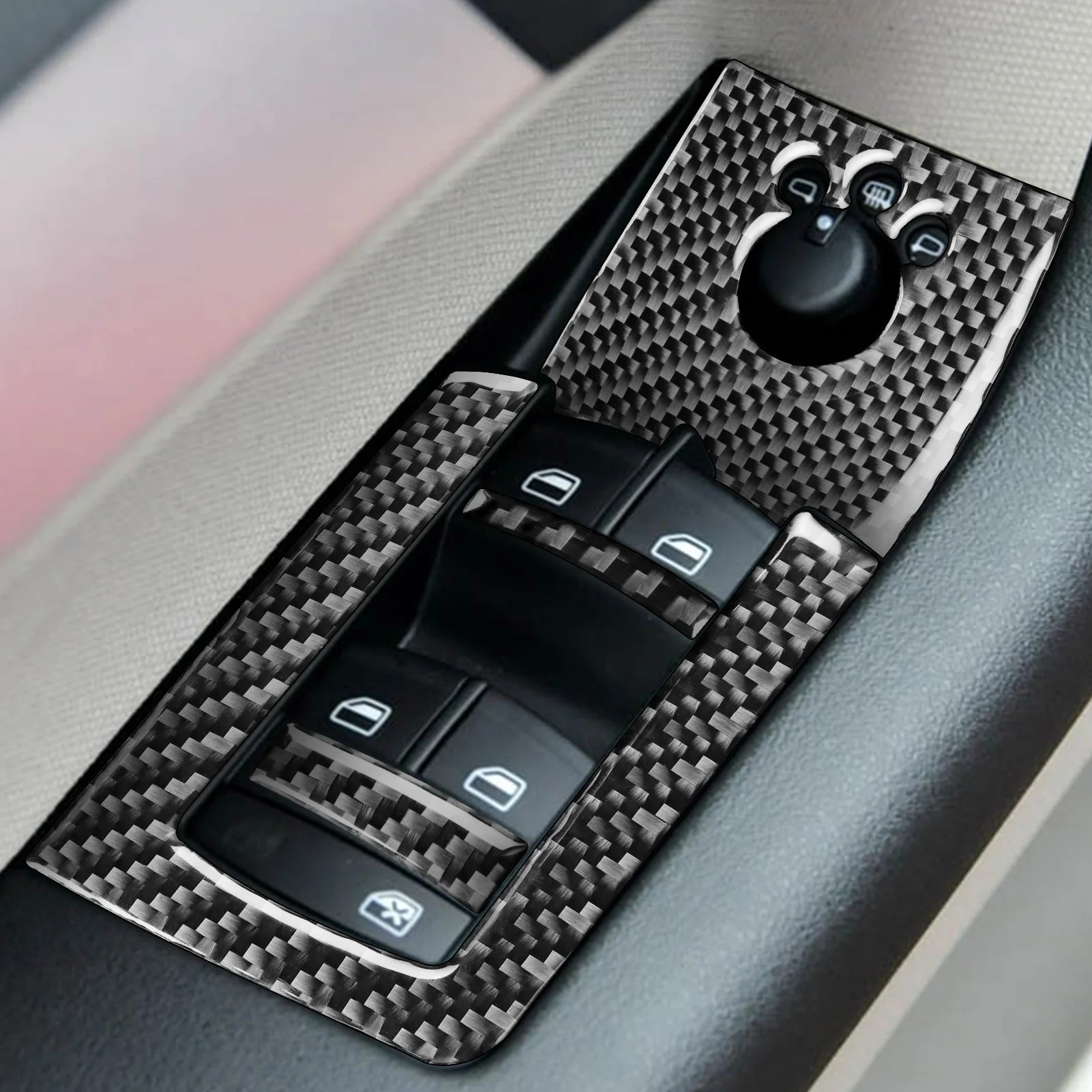 For Audi A3 S3 8P 2006-20013 Carbon Fiber Gear Shift Air Outlet Window Lift Dashboard Set Car Interior Accessories Sticker
