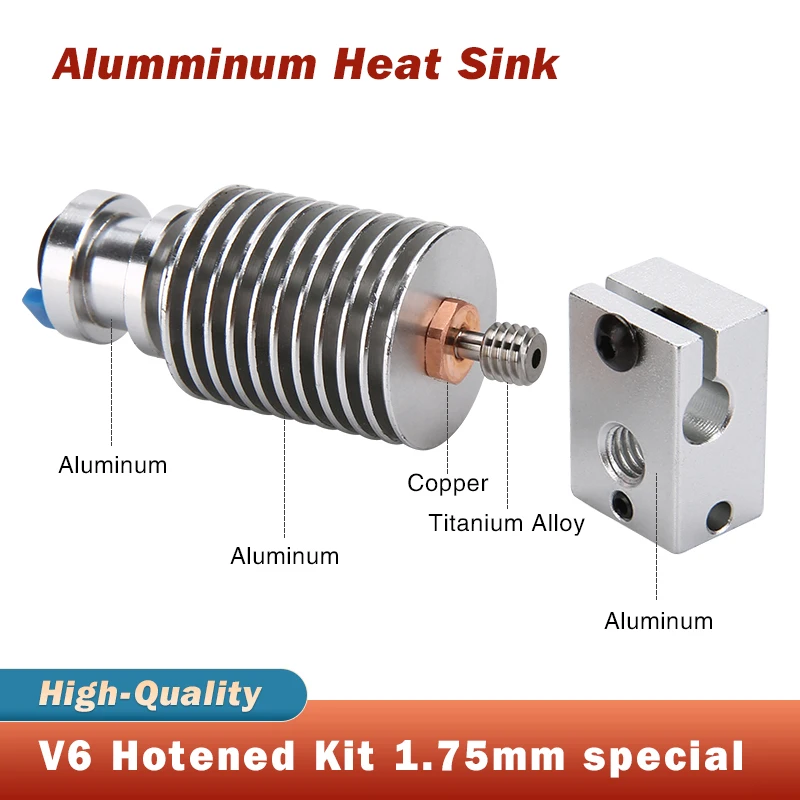 New V6 Hotend + Bimetal heatbreak for v6 Prusa voron Remote Short Direct Heat Sink range 1.75MM for Feeding 3D printer extruder
