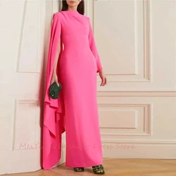 Elegant O-Neck Mermaid Ruched Simple Long-Sleeves Ankle-Length Saudi Arabia Sexy Evening Birthday Club Outfits Summer 2024