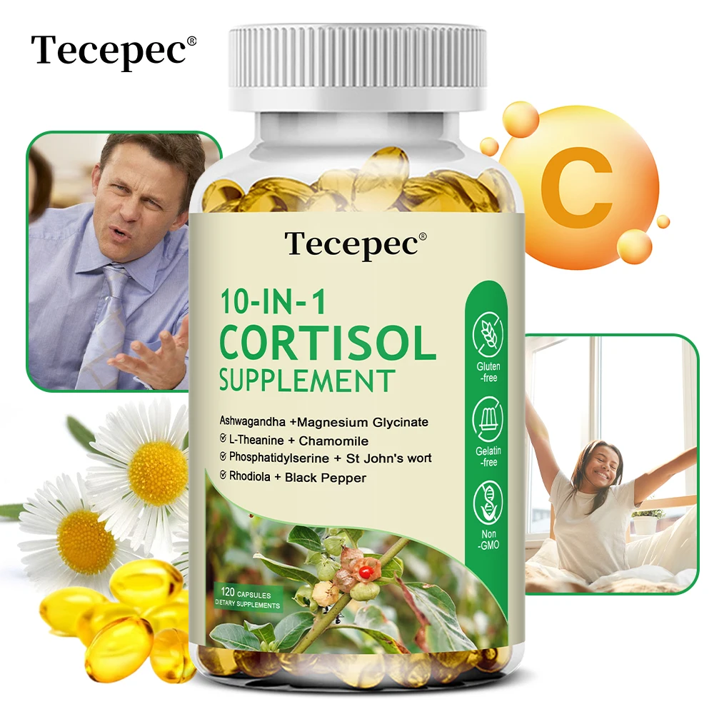 

Добавка Cortisol 10-В-1 для женщин и мужчин, с Ashwagandha, магнием, L-Theanine, збалансированными уровнями Cortisol, поддержка ночи и спокойствия