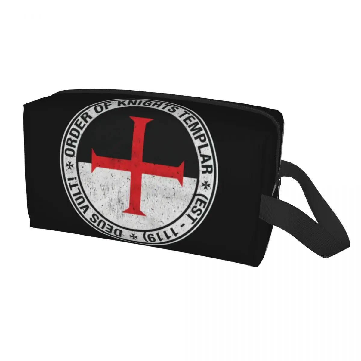 Templar Knight Seal Cross Didtressed Symbol Medieval Warrior Toiletry Bag  Cosmetic Makeup Organizer Beauty Storage Dopp Kit Box