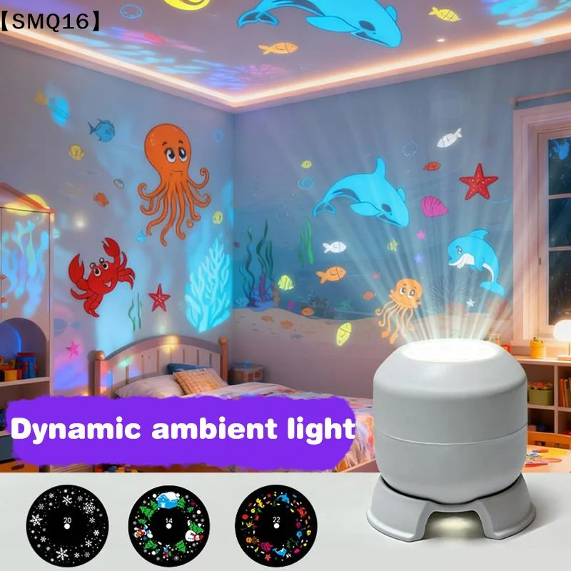 LED Ocean Snowflake Projector Light Rotating Dynamic Night Light USB Powered Ambient Lamp Decorative Lighting Living Room【SMQ】