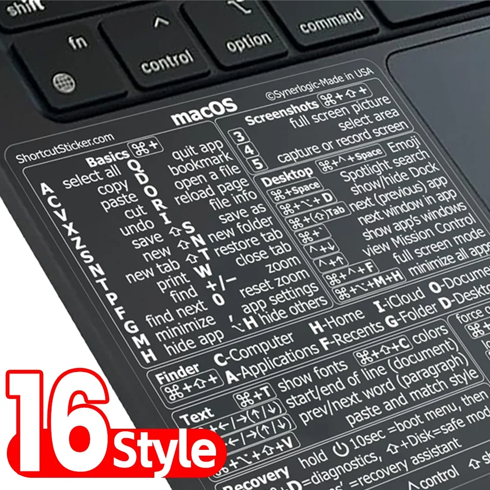 ملصق اختصارات لنظام التشغيل Mac OS ملصق مفتاح اختصار جديد لـ 13-16 بوصة MacBook Pro 13 14 /Air 13 15 Windows Word Excel ملصق مائي