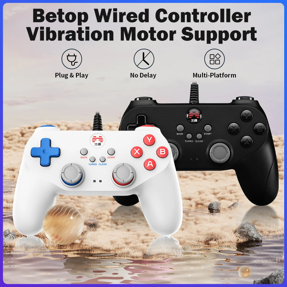 BETOP D2E Wired Handle for PS4/PS3/PC/TV BOX/Steam/Hyper Base Series/MINI PC Plug & Play Game Controller 2M Support Vibration