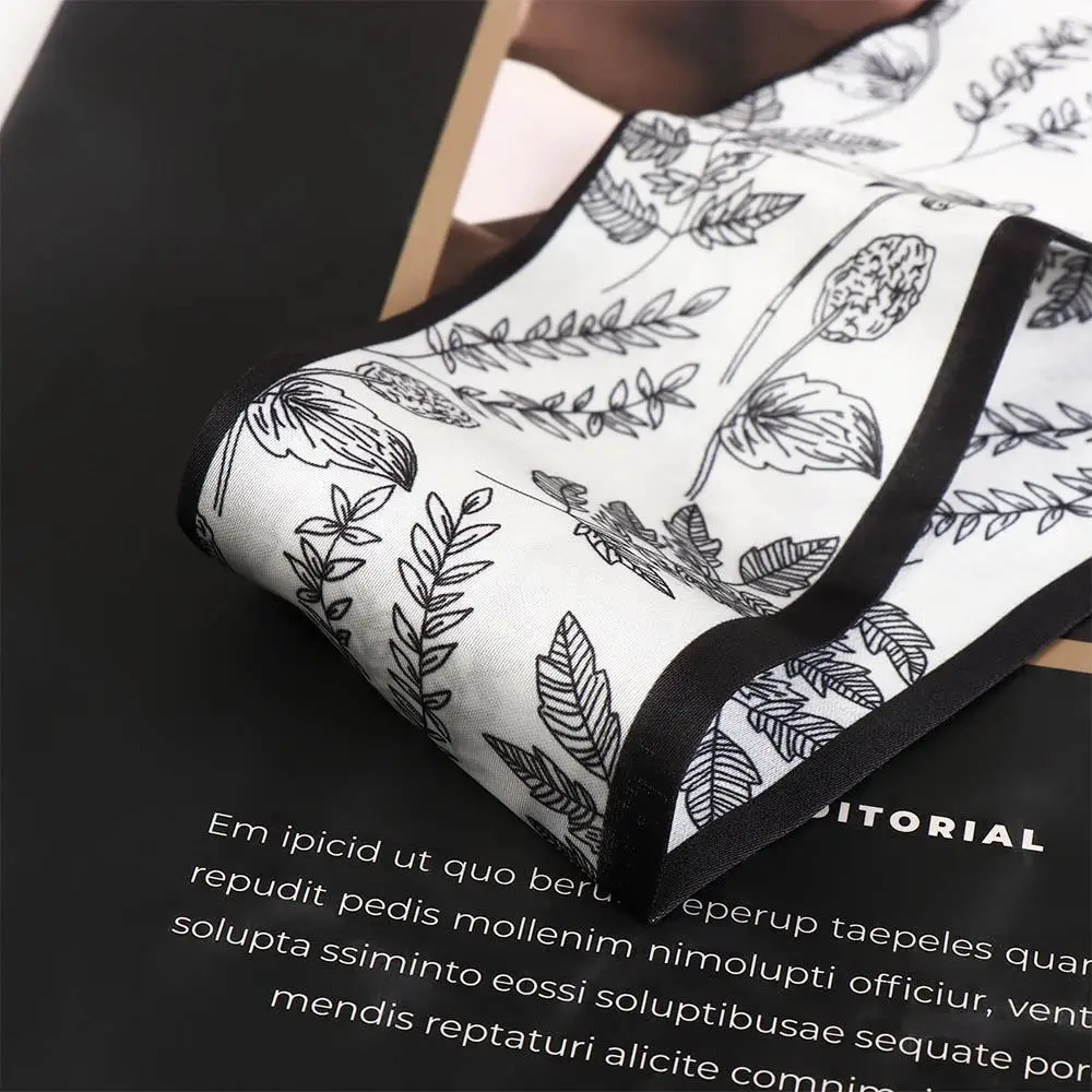 Pañuelo de seda satinada para mujer, bandana larga con estampado Floral de hojas, cinta para el pelo