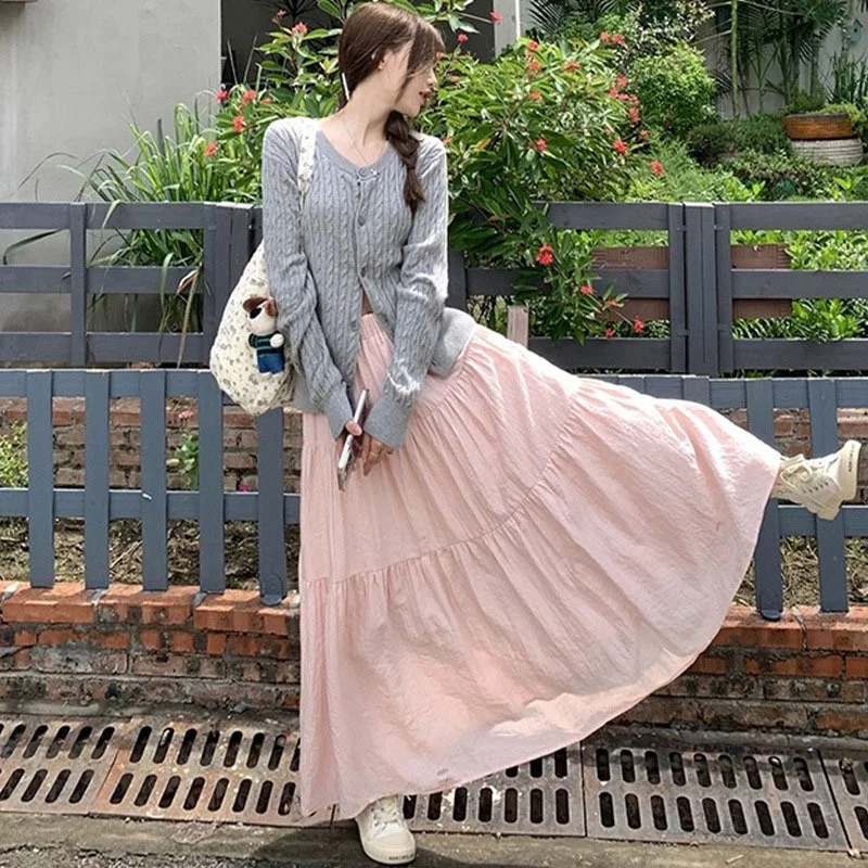 

Pink Half Skirt for Women Spring Autumn Summer2025Hot New High-Waisted SlimmingaFluffy Cake Skirt for Petite Figures with Long H