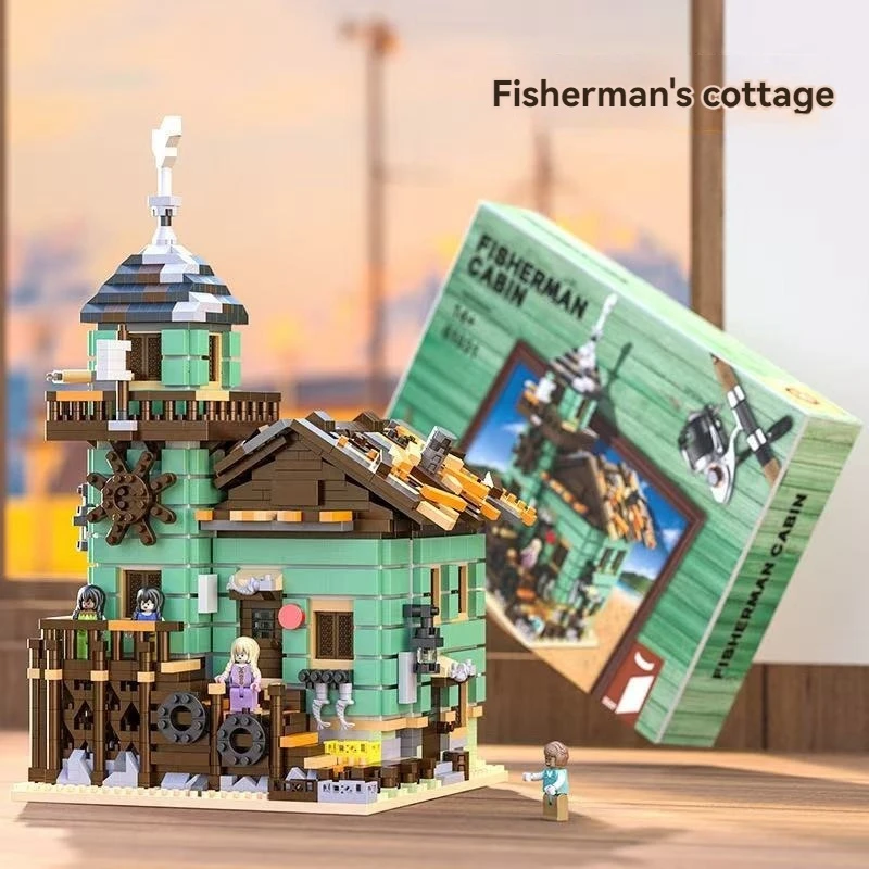 Street view Fish Hutch Ancient Chinese Style Ancient Building Educational Building Blocks Toys